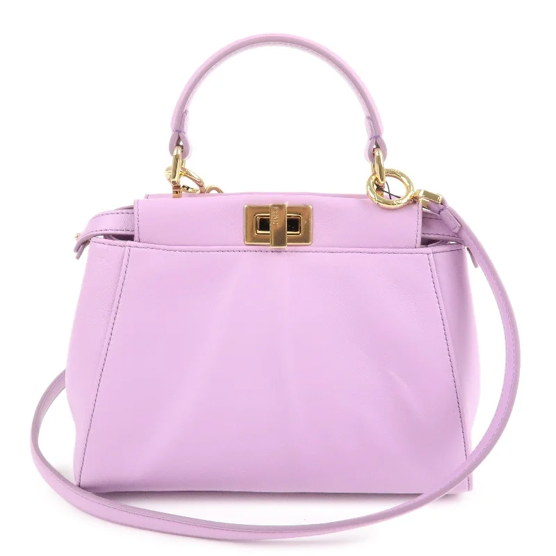 FENDI Mini Peekaboo Leather 2Way Mini Bag Purple 8BN244