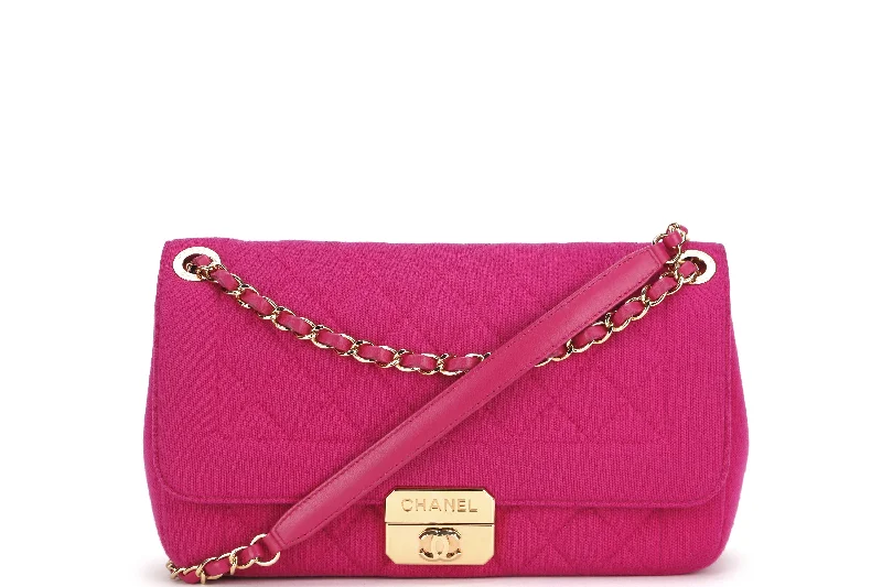 CHANEL CHIC WITH ME FLAP (2016xxxx) LARGE PINK JERSEY GOLD HARDWARE, WITH CARD & DUST COVER