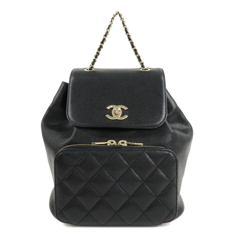 CHANEL Matelasse Caviar Skin Back Pack Ruck Sack Black A93748