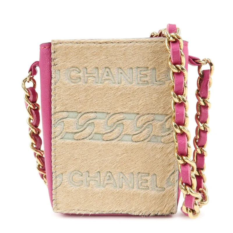 CHANEL Unborn Calf Lamb Skin Chain Shoulder Cigarette Case