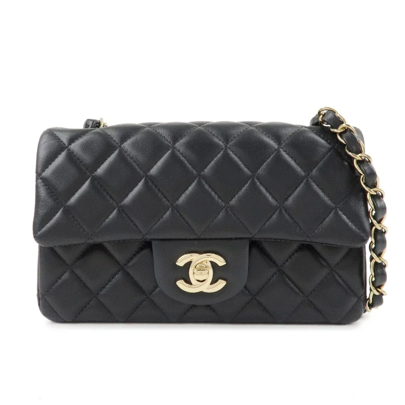 CHANEL Mini Matelasse 20 Lamb Skin Chain Shoulder Bag Black A69900