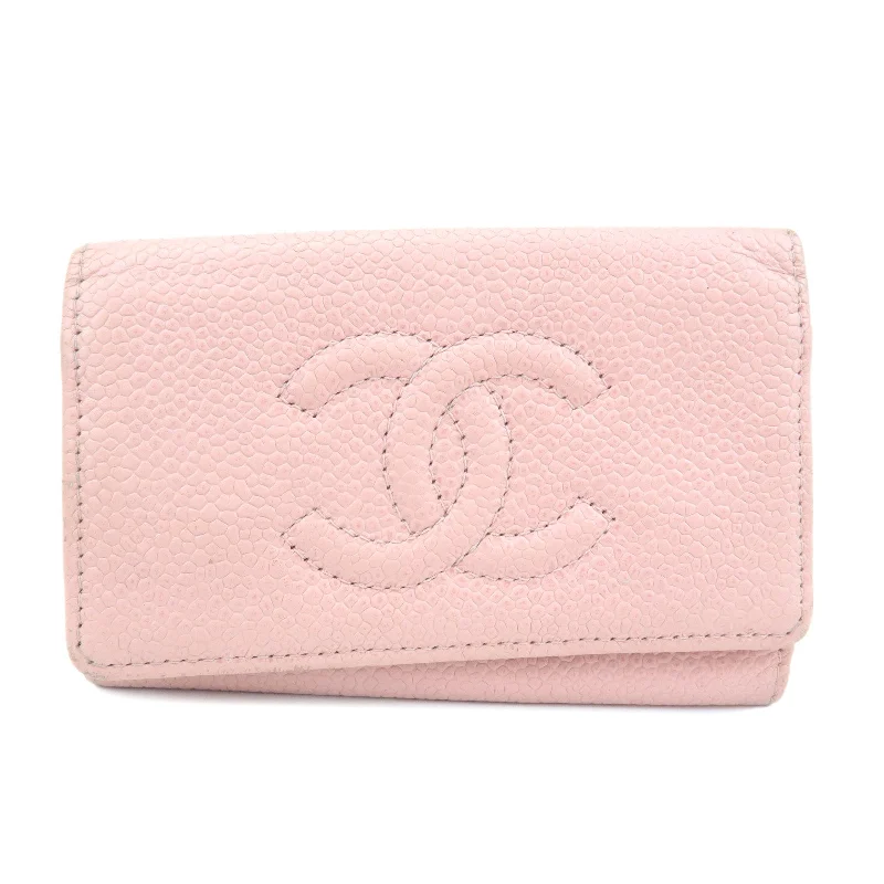 CHANEL Caviar Skin COCO Mark Key Case Pink A13502