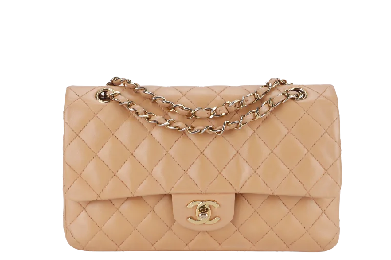 CHANEL CLASSIC FLAP SMALL (9589xxxx) PEACH COLOR LAMBSKIN GOLD HARDWARE