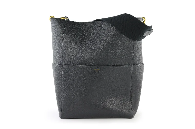 Soft Grained Black Sangle Bucket Bag