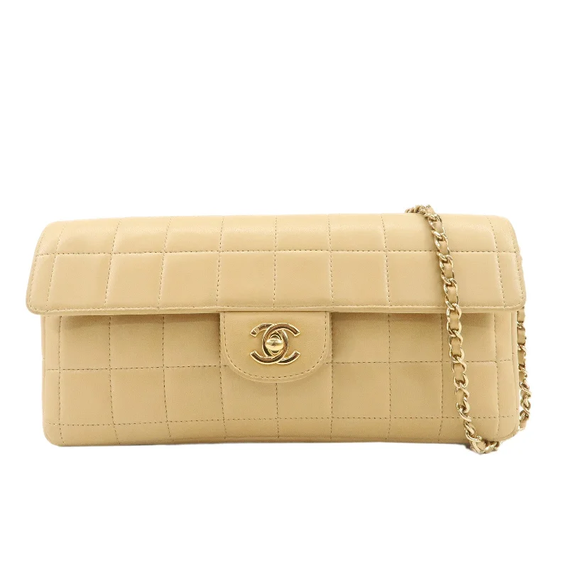 CHANEL Chocolate Bar Lamb Skin Chain Shoulder Bag Beige A15316