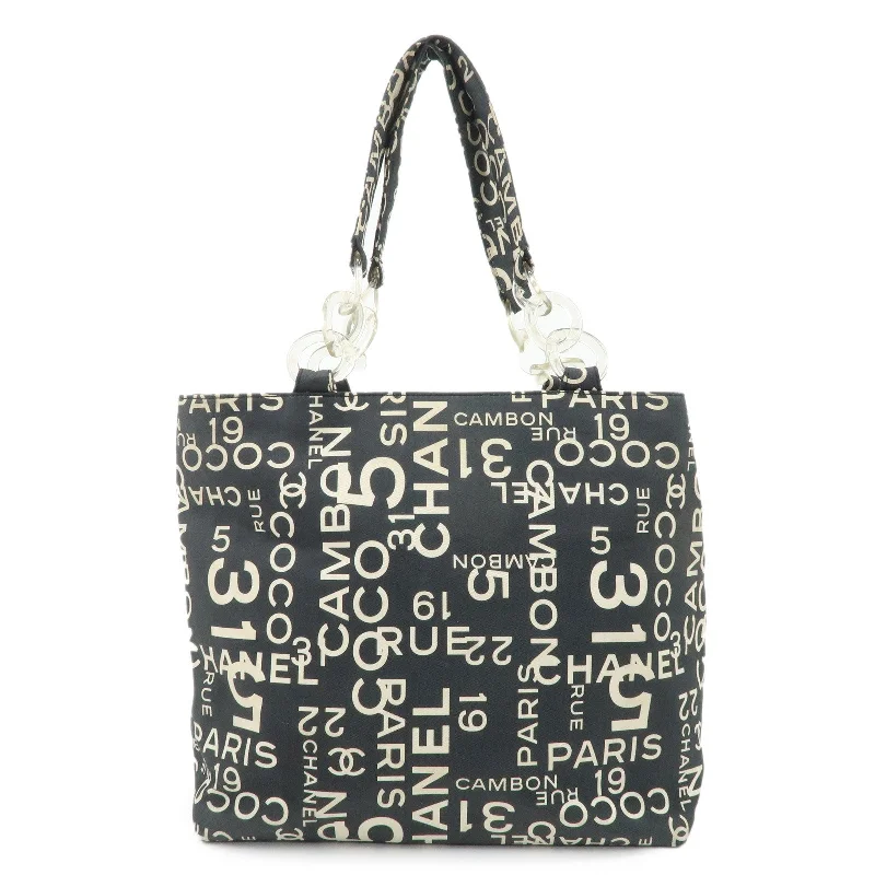 CHANEL By Sea Line Canvas Tote Bag Gray Ivory A18302