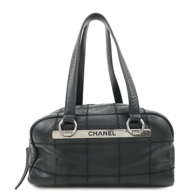 Chanel Chocolate Bar Caviar Skin Mini Boston Bag A26135