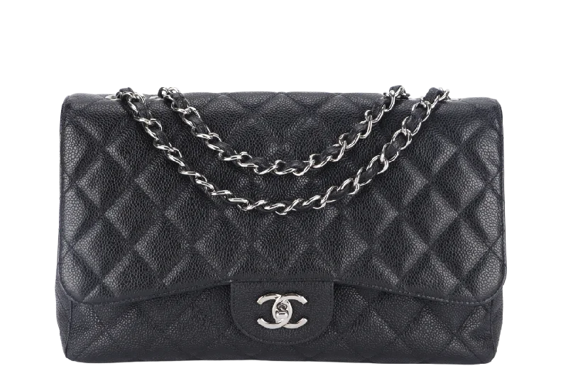 CHANEL CLASSIC JUMBO (1317xxxx ) BLACK CAVIAR SILVER HARDWARE WITH CARD AND DUST COVER