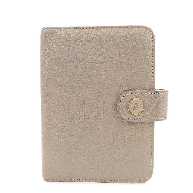 CHANEL COCO Button Leather Agenda Cover Gray