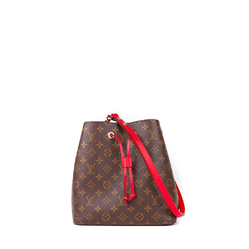 LOUIS VUITTON - Sac à épaule NéoNoé MM Louis Vuitton en toile monogramme et cuir rouge coquelicot