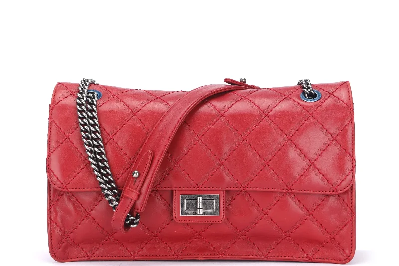 CHANEL REISSUE 226 (1592xxxx) RED CALF LEATHER WITH RUTHENIUM CHAIN, WITH CARD, WITH DUST COVER