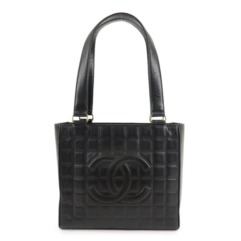 CHANEL COCO Mark Chocolate Bar Lamb Skin Shoulder Bag Black