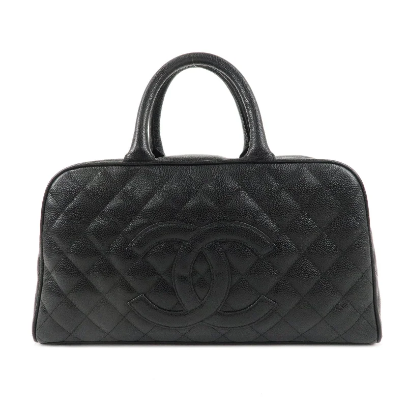 CHANEL Matelasse Caviar Skin Boston Bag Hand Bag Black A20997