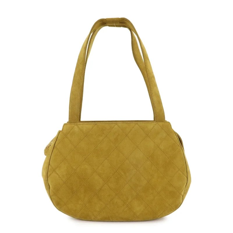 CHANEL Suede Shoulder Bag Hand Bag Mustard Gold Hardware