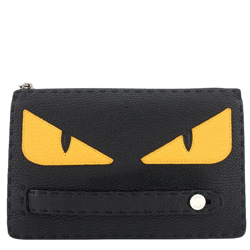 Bugs Monster Eyes Saffiano Leather Clutch Bag