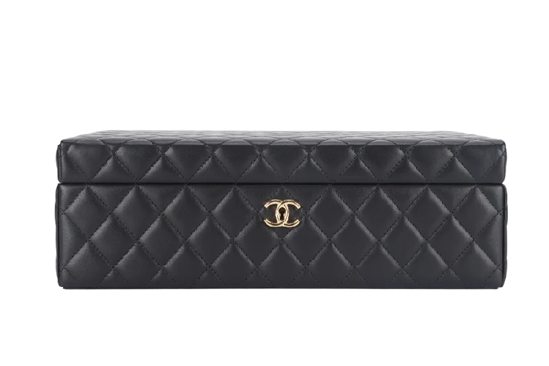 CHANEL BLACK VANITY CASE LIMITED EDITION (2500xxxx) RARA HOME DECOR COSMETIC JEWELRY BOX WITH DUST COVER AND BOX