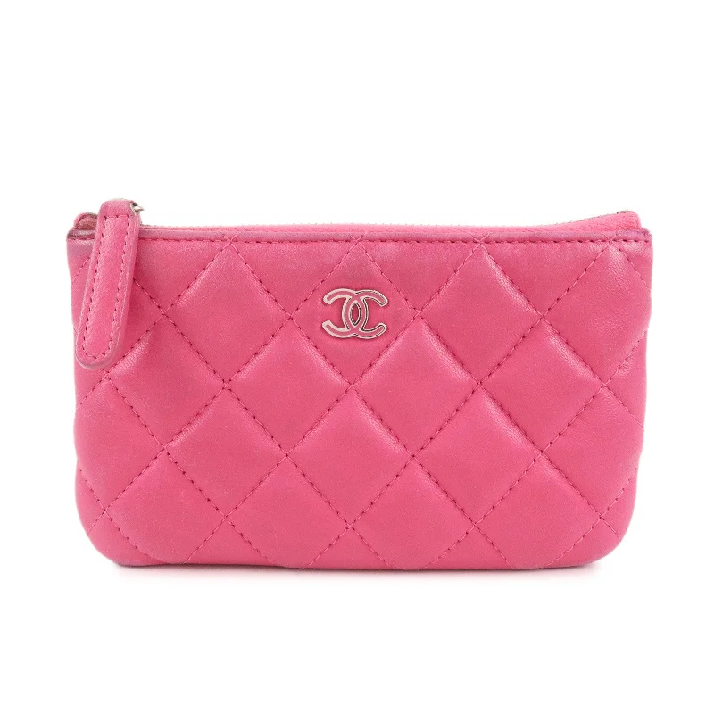 CHANEL Matelasse Lamb Skin Coco Mark Pouch Pink AP4020