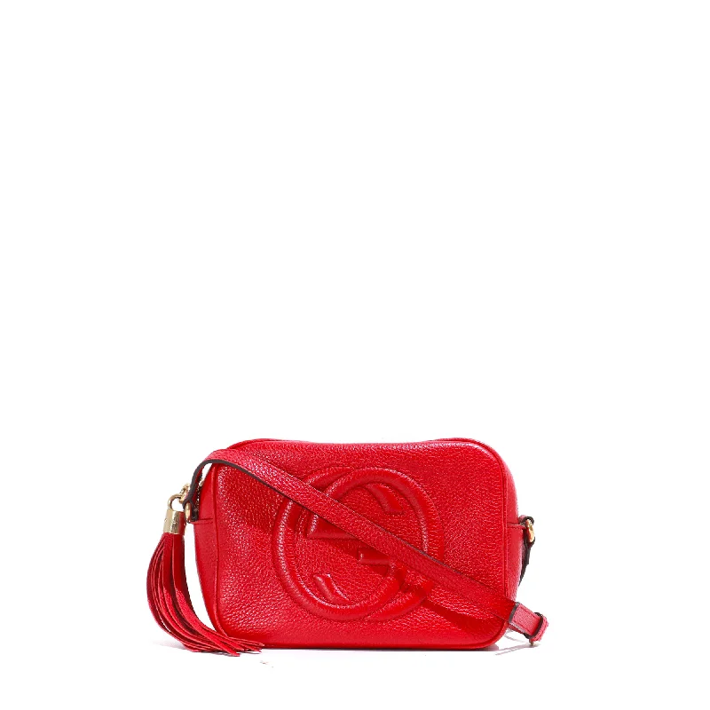 GUCCI - Sac à bandoulière Soho Camera Gucci en cuir grainé rouge