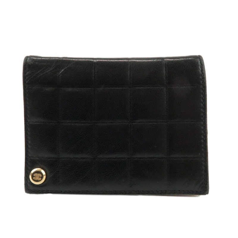 CHANEL Chocolate Bar Lamb Skin Card Case Black