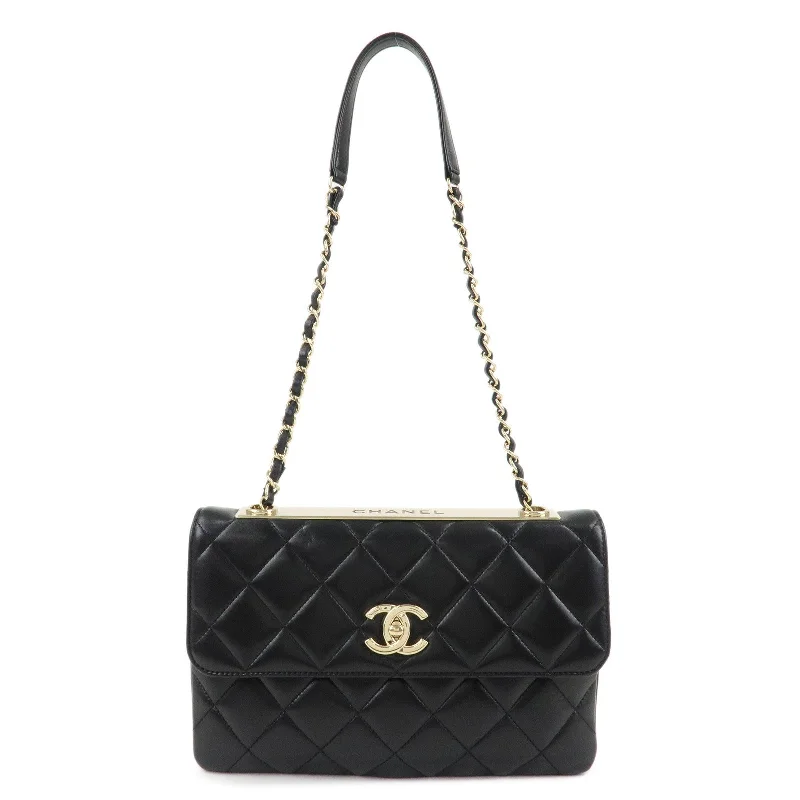 CHANEL Matelasse Lamb Skin Trendy CC Chain Shoulder Bag Black