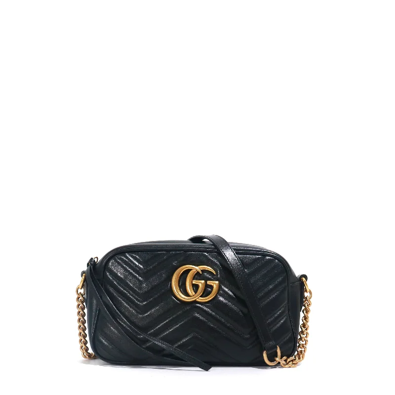 GUCCI - Sac à épaule Caméra Marmont Petite Taille matelassé en cuir noir