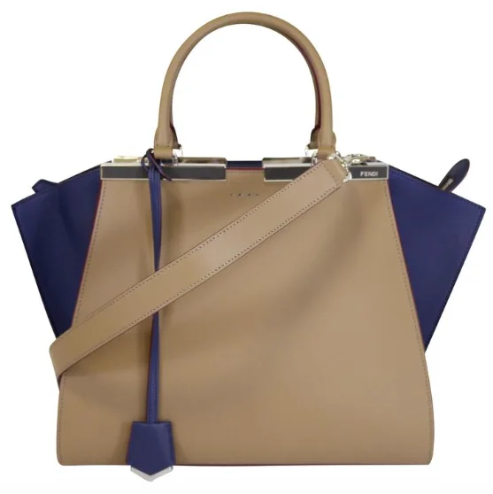 3jours Sand/Blueberry Top Handle Tote