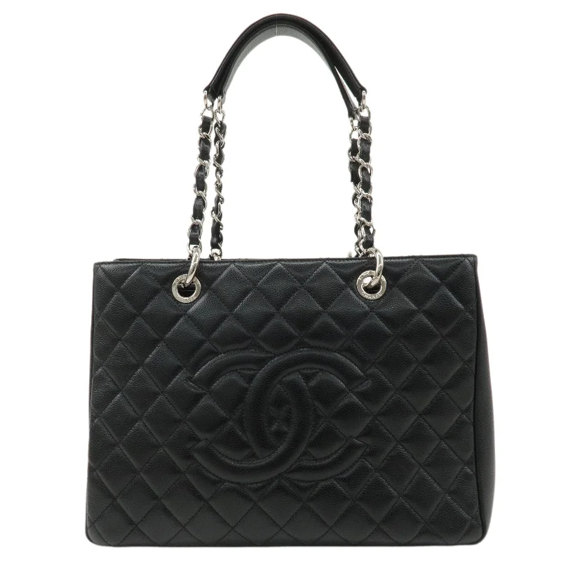 CHANEL Matelasse Caviar Skin GST Chain Tote Bag Black A50995