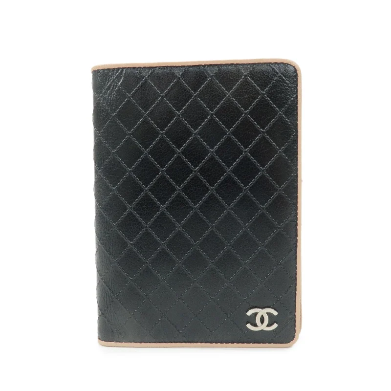 CHANEL COCO Mark Bicolore Leather Agenda Cover Black Pink