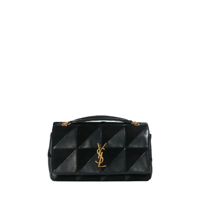 SAINT LAURENT - Sac à bandoulière Jamie medium Saint Laurent bi-matière cuir daim noir