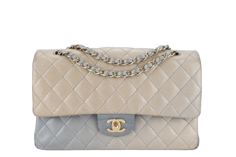 CHANEL OMBRE CLASSIC DOUBLE FLAP (1349xxxx) MEDIUM MULTICOLOUR LAMBSKIN LEATHER GOLD HARDWARE WITH DUST COVER AND BOX