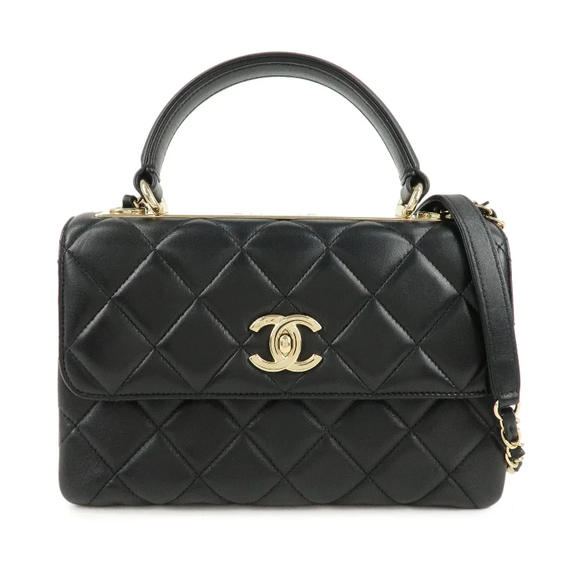 CHANEL Matelasse Trendy CC Lamb Skin 2Way Bag Black A92236