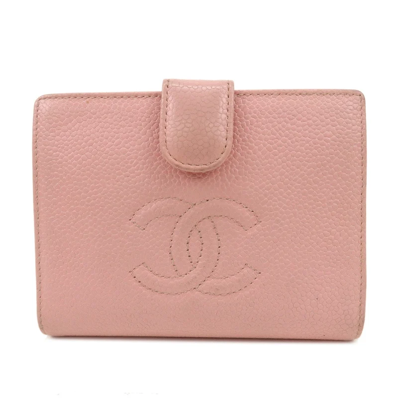 CHANEL Caviar Skin Coco Mark Bi-fold Small Wallet Pink A13497