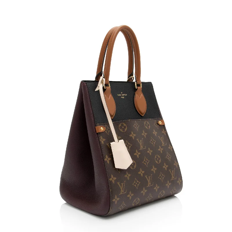 Louis Vuitton Calfskin Monogram Canvas Fold Tote MM (DEf7bl)